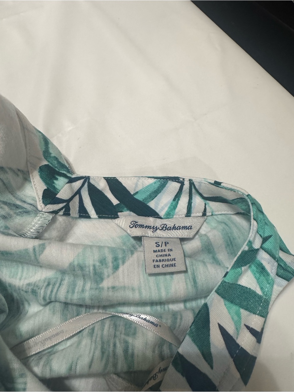 Tommy Bahama Teal & White Tropical Leaf Sleeveless Cover-Up Dress - Picture 5 of 5